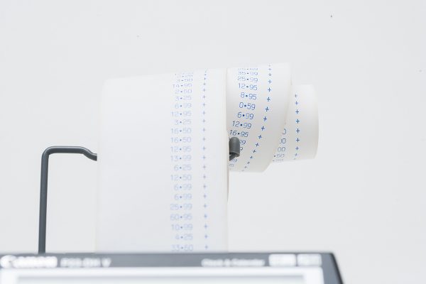 Close up of receipt roll